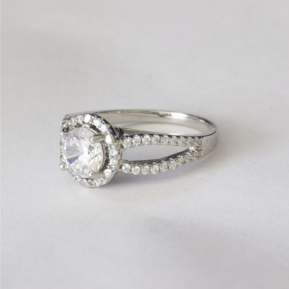 Sterling silver cz cathedral set ring engagement promise NEW - Picture 5 of 7